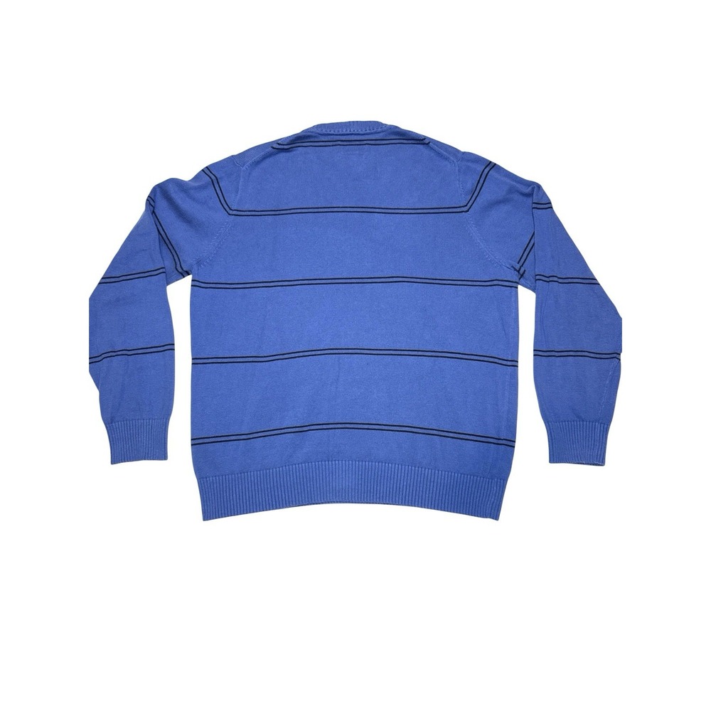 Tommy Hilfiger Crest Sweater Mens‎ Large Blue Navy Striped Crewneck Ribbed Knit - Picture 7 of 9